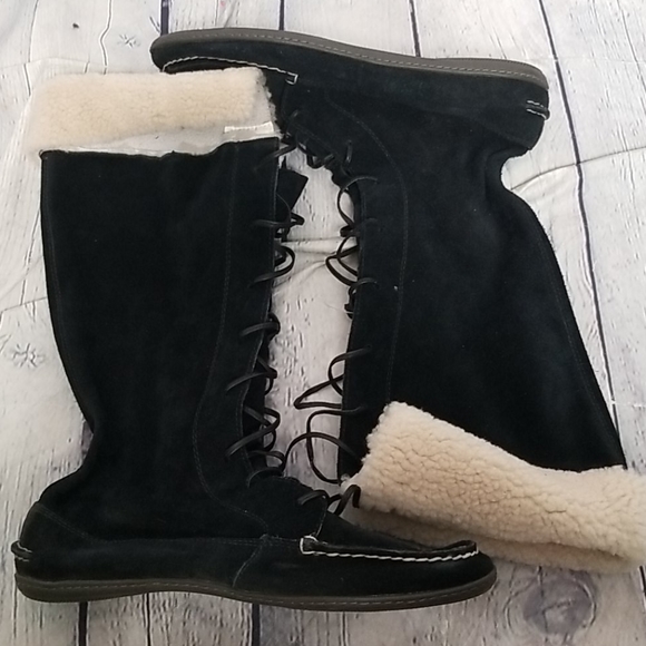 Sperry Bayshore black suede lace up moccasin boots Size 7 - Picture 4 of 7